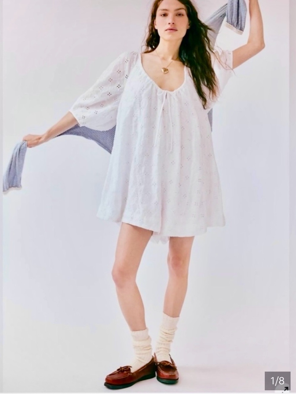 Free People Bop Around Ivory Eyelet Romper Size Small